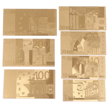 7 ADET 5/10/20/50/100/200/500 Euro Altın hatıra parası Koleksiyonu Sahte Para Hatıra Dekorasyon