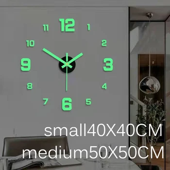 3D Mekanik duvar saati Aydınlık Çerçevesiz DIY Dijital Saat duvar çıkartmaları Sessiz Saat Oturma Odası Ev Ofis Duvar Dekoru