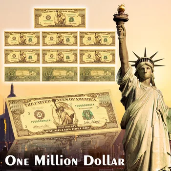 Toptan 10 Adet Amerikan Bir Milyon Altın Kaplama Banknot Abd Doları Faturaları Sertifika Kartı ile dekorasyon kağıdı Para