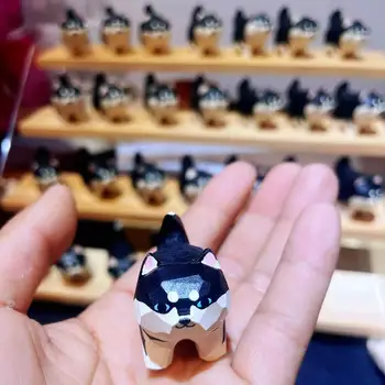 Sevimli Huskie Ahşap Süs Mini El Yapımı Ahşap Figürler Masaüstü Süslemeleri Heykelleri El Sanatları Hediyeler Çocuklar İçin Pet Köpek Huskie Sevgilisi