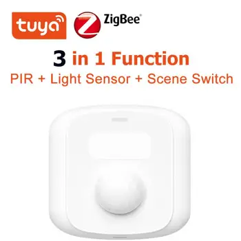 Tuya Wifi / Zigbee Mini İnsan Hareket Hareketi Vücut PIR sensörlü ışık Sensörü 3 in 1 Sahne Anahtarı Fonksiyonu Akıllı Yaşam Ev Güvenlik