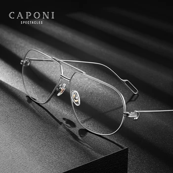 CAPONI Saf Titanyum erkek gözlük çerçeve Anti mavi ışık bilgisayar gözlük moda marka tasarımcısı Gözlük UV400 JF7521