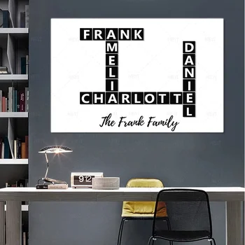 Kişiselleştirilmiş Aile Adı Posteri Scrabble Özel Tuval Poster Aile Mektubu Baskı Aile İsimleri Kişiselleştirilmiş Baskı Ev Dekor