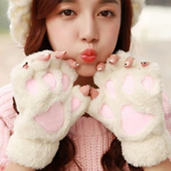 Kış Karikatür Kedi Pençe ile Halat Sıcak Eldiven Erkekler ve Kadınlar için Kore Sevimli Kız Fingerles