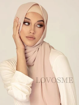 Premium Buruşuk Krep Şifon Başörtüsü Eşarp Kadınlar Düz Pilili Şal Müslüman Kadınlar Başörtüsü İslam Türban Başörtüsü kadın Eşarp