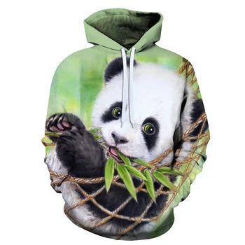 2021 YENİ Bahar Ve Sonbahar Erkek Kadın Çocuk Karikatür sevimli panda 3D Baskılı Hoodies Streetwear Erkek Kız Çocuk Tişörtü Tops
