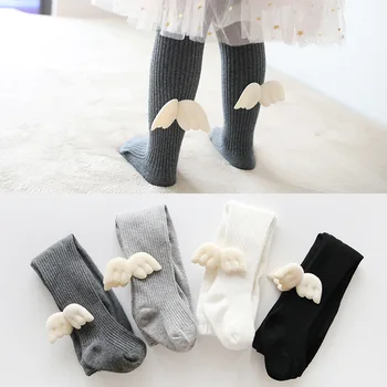 Sevimli Melek Kanatları Bebek Çorap Kızlar İçin Sonbahar Kış Pamuk Bebek Çocuk Tayt Örme Yürümeye Başlayan Çocuk Külotlu Çorap 0-6 yıl