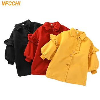 VFOCHI Yeni 2020 Kız Yün Ceket Uzun Ceket Sonbahar Kış Çocuk Rüzgar Geçirmez Ceket Çocuk Giyim Sıcak Kızlar Yün Ceket Giyim