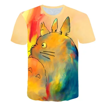 Totoro T Shirt Komik Sevimli Anime 3D Miyazaki Hayao Totoro T-shirt Moda Rahat Yaz Üstleri Kısa Kollu Gömlek