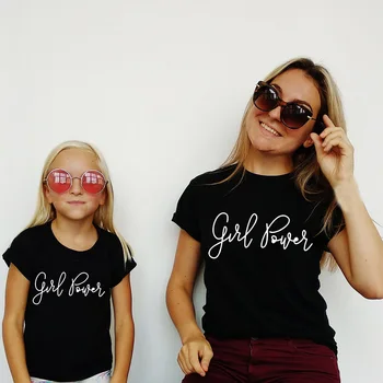1 adet Kız Güç Annem ve ben Giysi Anne Kız Tişörtleri Anne Kızı Aile Eşleştirme Tee Yaz Gömlek kadın Günü Gömlek Moda
