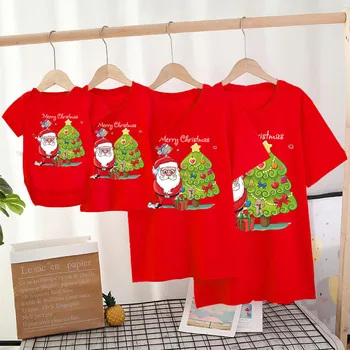 Noel 2023 Aile Eşleştirme Kıyafetler Mutlu Yeni Yıl Baba Anne ve Kızı Oğlu Tshirt Bebek Romper Aile Bak Noel Giysileri