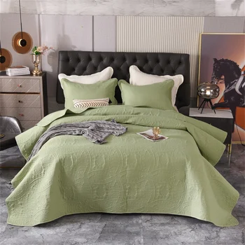 Svetanya Avrupa Yeşil Çiçek Kapitone Çarşaf Polyester Dikiş Bedlinens Yatak Örtüsü 3 adet yatak örtüsü seti Yastık Kılıfı