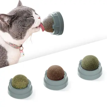 Yeni Catnip Topları Yenilebilir Kitty Oyuncaklar Kediler için Yalamak Güvenli Sağlıklı Yavru Çiğnemek Oyuncaklar Diş Temizleme Kedi Duvar Davranır Pet Malzemeleri