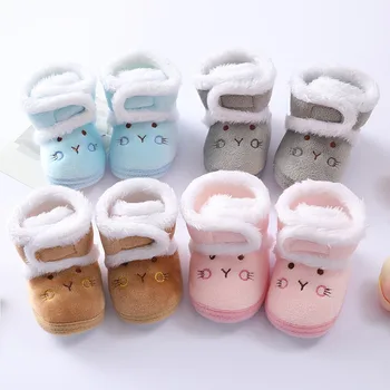 MOONBİFFY 1 Yıl Yenidoğan Kış Sıcak Çizmeler Yumuşak Tek Çocuk Kız Ayakkabıları Kürk Kar Botları 0-18 Bebek botları moda kalın sıcak kürk topu