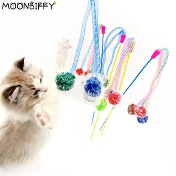 1 ADET Kedi Teaser Değnek Oyuncak Kedi İnteraktif Oyuncak Komik Uzun Yavru Alay Sopa Çubuk Teaser Değnek Pet Kedi Malzemeleri Rastgele Renk