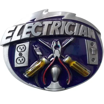 Oval Batı Mavi Elektrikçi Wireman Soket Aracı Metal Erkekler Kemer Toka 40mm Moda Kovboy Hebilla Cinturon Hombre Dropshipping