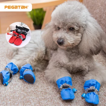 4 adet / takım Kış Pet Köpek Ayakkabı Su Geçirmez kaymaz Kar Botları Ayakkabı Kalın Sıcak Küçük Kediler Yavru Köpekler Çorap Patik