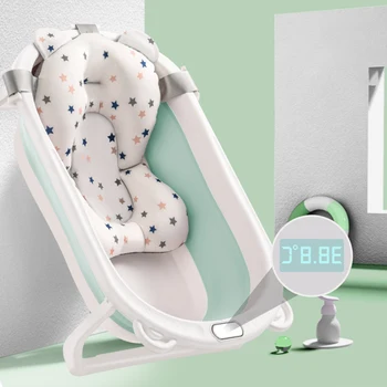 Yeni Tasarım Katlanır Bebek Banyo Küvetleri Büyük Kapasiteli Plastik Çocuk Küvetleri Su Sıcaklık Göstergesi Yenidoğan Bebekler için Banyo