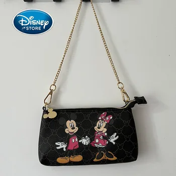 Disney Orijinal Mickey kadın askılı omuz çantası PU Deri Koltukaltı Çanta Retro Marka kadın Çantası Kızlar Gezi Telefonu Saklama Torbaları