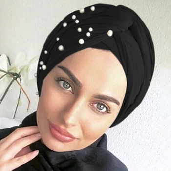 2021 İlkbahar Sonbahar Kadın Eşarp Zarif Bayanlar bere şapka Müslüman Kadınlar Türban İç Hicap Moda Boncuk Dekorasyon Şapka Bir Boyut