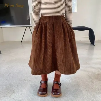 Moda Yeni Kız Kadife Etek A-Line Uzun Bebek Yürüyor Kız Bahar Sonbahar Yüksek Bel Etek Bebek Giysileri 1-10Y