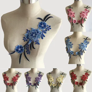 Yeni gelmesi 3D çiçek Dantel Yaka Nakış Aplike Dantel Yaka DIY Dikiş Dantel Kumaş Giyim Aksesuarları Bir çift satış