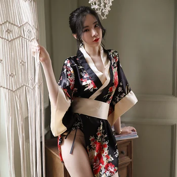 Seksi Hırka Yukata Kostüm Obi Pijama Geleneksel Geyşa Robe Lingerie Vintage Giyim Cosplay Kadın Japon Kimono Elbise