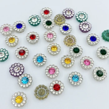 30 adet Karışık renkli boncuk matkap düğmeleri flatback Kristal Dekoratif Düğme DIY el yapımı Çiçek Merkezi Aksesuarları D14