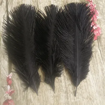 Muhteşem 10 adet Yüksek Kalite 20-25 cm / 8-10 inç siyah doğal devekuşu tüyler DIY düğün dekorasyon