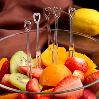 100 Adet meyve çatalı Kek Tatlı Gıda Meyve Seçim Çocuk Aperatif Mini Parti Festivali Aşk Sofra Dekorasyon Plastik Kürdan