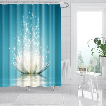 Fantezi Yıldızlı Gökyüzü Manzara Duş Perdeleri Noel Kar Tanesi Baskılı Banyo Perdeleri Ev Dekor Su Geçirmez Banyo Perdeleri