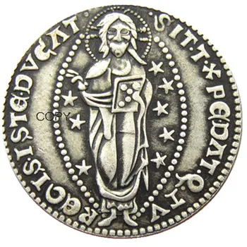 Italya 1 Ducato - Giovanni Dandolo Venedik Cumhuriyeti Gümüş / Altın Kaplama Kopya Para (30mm)