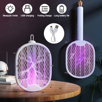 3000V Katlanabilir Elektrikli Sinek Sineklik Sivrisinek Öldürücü Tuzak USB Şarj edilebilir sivrisinek kovucu böcek öldürücü UV ışık ile böcek tuzağı