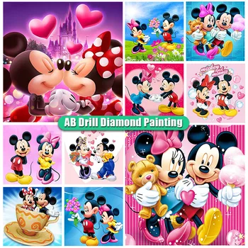 Disney AB Elmas Boyama Çapraz Dikiş Karikatür Mickey Mouse 5D Elmas Nakış Karikatür Kare/yuvarlak Taklidi Resim