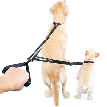 Köpek Çift Tasmalar Elastik köpek halatı, Anti Darbe Çift Çekme Naylon Köpek Zinciri Pet Yürüyüş köpek halatı Ayarlanabilir 88-120cm