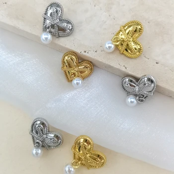 18 / 23mm Metal Kalp Düğmeleri Kumaş Benzersiz Yeni Tasarım Sevimli İnci Kolye Düğmesi Takı Moda Dekor Dikiş El Sanatları DIY