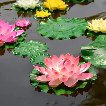 Yapay Lotus Yaprakları Çiçekler Su Havuzları Lotus Yaprağı Sahte Zambak Yüzen Havuz Ev Bahçe Bitkileri Düğün Dekorasyon