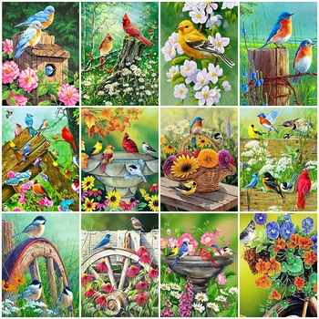 Evershine 5D DIY Tam Kare Elmas Boyama Kuş Hayvan Elmas Nakış Çiçek Çapraz Dikiş Taklidi Resimleri El Sanatları