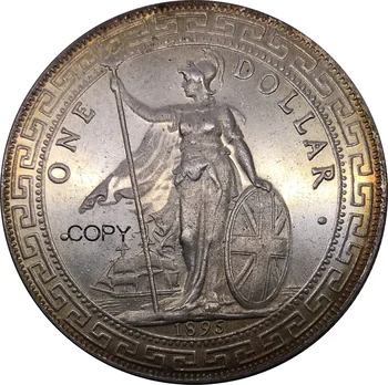 İNGILTERE 1895 Sikke Birleşik Krallık 1 Dolar İngiliz Ticaret Cupronickel Kaplama Gümüş Hong Kong Metal Hatıra Hediye Tahsil Paraları