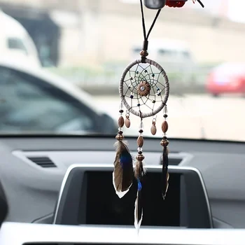 Mini Dream Catcher Car Pendant Accessory Interior Feather Mirror Hanging Decor Ornament перья для рукоделия в машину украшуние
