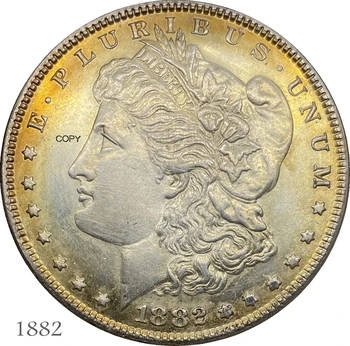 Amerika Birleşik Devletleri 1882 Morgan Bir Dolar ABD Sikke Cupronickel Kaplama Gümüş Morgan Gümüş Dolar Sikke
