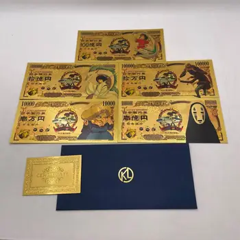 Japon animesi Ruhların Kaçışı kartları hiçbir yüz adam Altın Banknot Çocukluk Bellek Hatıra Koleksiyonu Hediye