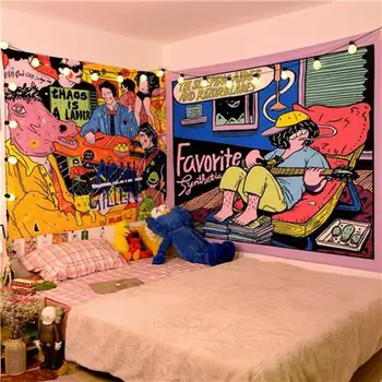 Amerikan karikatür arka plan bez ıns yatak odası asılı bez canlı oda düzeni kiralama yurdu dekorasyon duvar bezi goblen