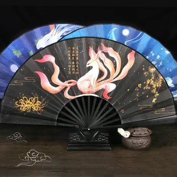 60 cm yelpaze Antik Stil Vinç Tilki Efsane yelpaze Çin Tarzı Püskül Dans Giyim Aksesuar Ev Dekorasyonu