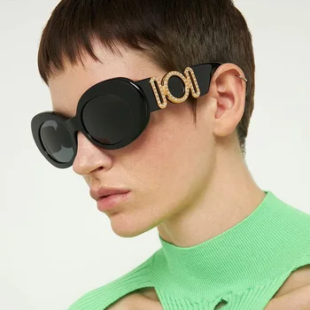 HKNA 2022 Lüks Retro Güneş Gözlüğü Erkekler Büyük Boy Yuvarlak Gözlük Erkekler / Kadınlar Vintage Marka Lentes Yuvarlak Klasik Gafas De Sol UV400