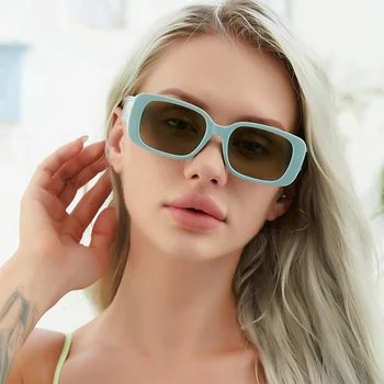Kare Moda Vintage Güneş Kadınlar Marka Tasarımcısı Küçük Çerçeve Ayna güneş gözlüğü Bayanlar Yeşil Retro Oculos De Sol Feminino