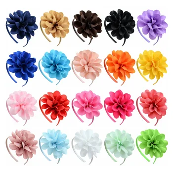 Yeni Moda Renkli Katı Büyük Çiçek Hairbands Prenses Şerit Hairbands Saç Dekorasyon Çocuk Saç aksesuarları Toptan
