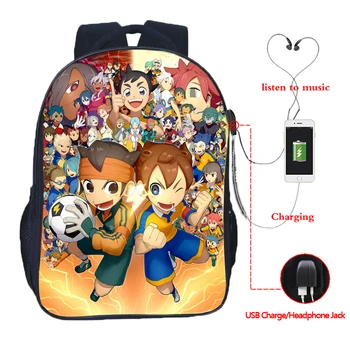 Erkek Kadın Erkek Kız Inazuma Eleven Gitmek USB Şarj Sırt Çantaları Güzel okul çantası Rahat Sırt Çantası