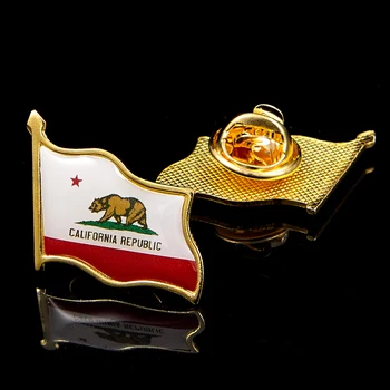 ABD Kaliforniya Eyaleti Bayrağı Pin Broş Metal Rozeti Ulusal Vatanseverlik Koleksiyon Pin Süslemeleri